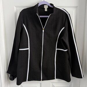 Zenergy by Chicos Athletic Jacket Black & White Zip Long Sleeve Sz 2
